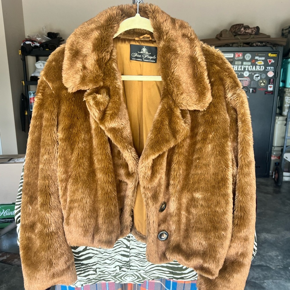 Free People Cropped Brown Fur Jacket
